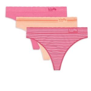 Kindly Yours Sustainable Cotton Thong Underwear, 3-Pack